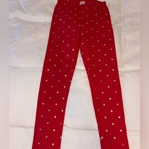 Hannah Anderson Classic Red Kids Leggings with Gold Dots
